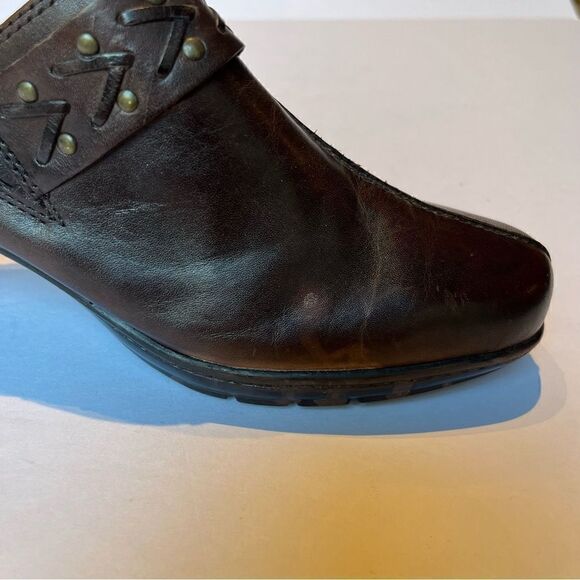 Women's Clarks Bendables Leather Clogs Brown Size 10W - Picture 11 of 11